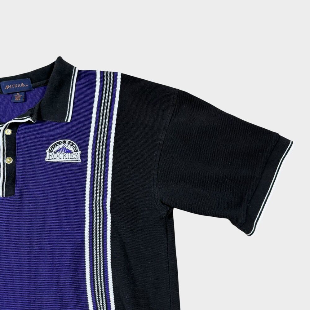Vintage Colorado Rockies Antigua Polo Shirt Mens XL MLB Baseball Purple Stripe - Picture 3 of 8